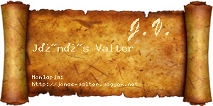 Jónás Valter névjegykártya